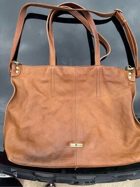 Lucky Brand Cognac Brown Leather Tote with Dual Straps